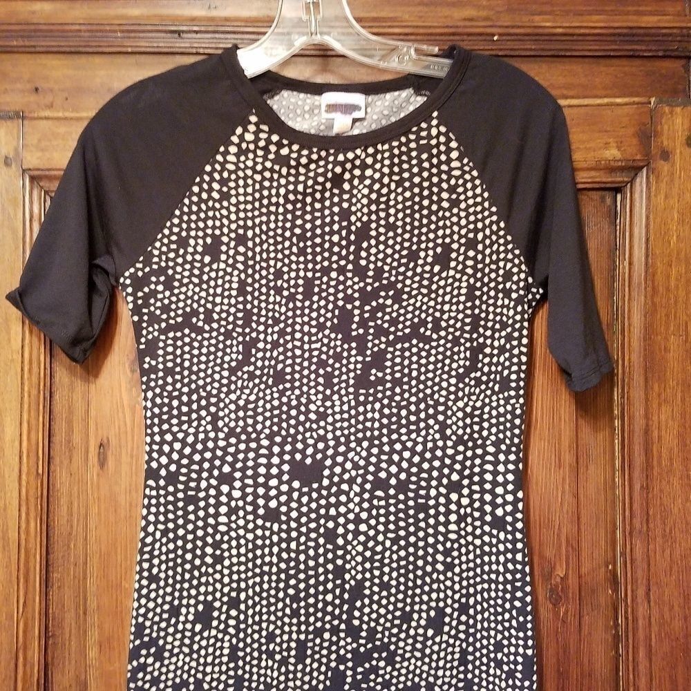 LuLaRoe Julia Dress XXS Black Geometric Stretch